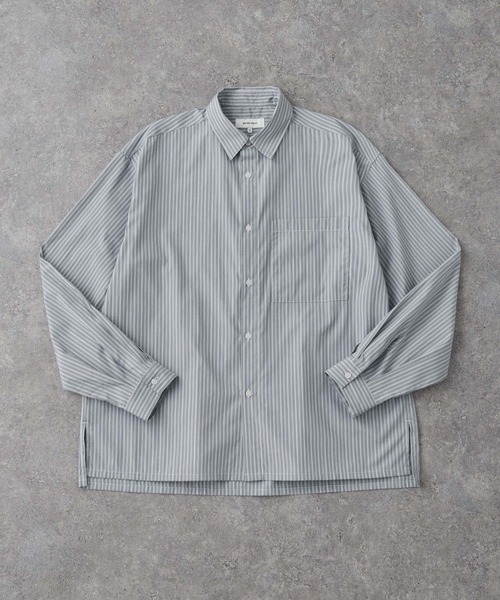 MONO-MART(モノマート)の「ワイドルーズサイドスリットL/Sシャツ(シャツ/ブラウス・メンズ・オフホワイト/ブラック/サックスブルー/ブラック系/ライトグリーン/グレー/ブラック系2・M/L)」の5枚目の写真