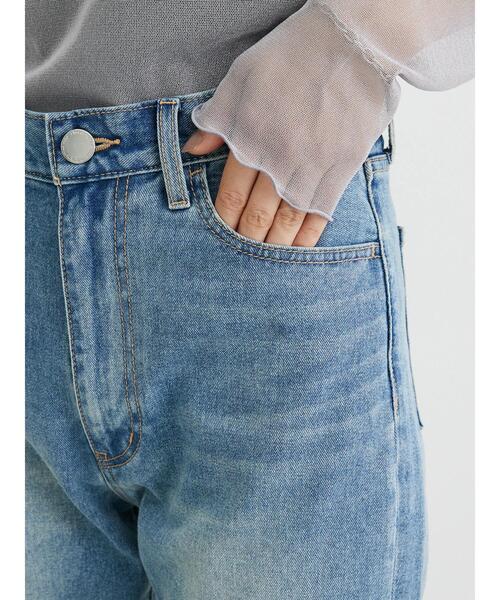 Green　Parks（グリーンパークス）の「ストレートデニムパンツ（デニムパンツ・レディース・インディゴブルー/ワンウォッシュ・L/M/S）」の7枚目の写真