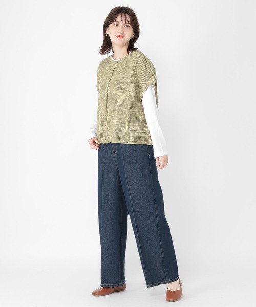 studio CLIP(スタディオクリップ)の「5ゲージミックスヤーンフレンチカーディガン(カーディガン/ボレロ・レディース・ネイビー/ブラウン/イエロー・FREE)」の8枚目の写真