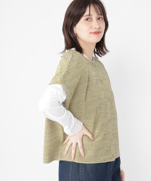 studio CLIP(スタディオクリップ)の「5ゲージミックスヤーンフレンチカーディガン(カーディガン/ボレロ・レディース・ネイビー/ブラウン/イエロー・FREE)」の9枚目の写真