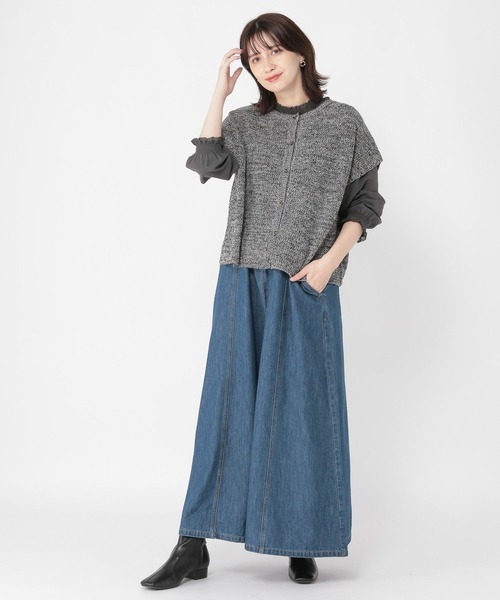 studio CLIP(スタディオクリップ)の「5ゲージミックスヤーンフレンチカーディガン(カーディガン/ボレロ・レディース・ネイビー/ブラウン/イエロー・FREE)」の6枚目の写真