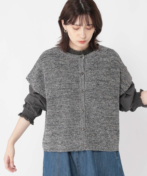 studio CLIP(スタディオクリップ)の「5ゲージミックスヤーンフレンチカーディガン(カーディガン/ボレロ・レディース・ネイビー/ブラウン/イエロー・FREE)」の7枚目の写真