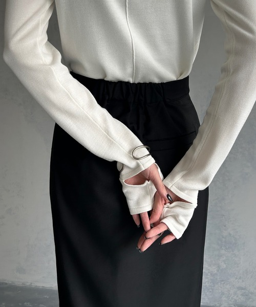 &g'aime(アンジェム)の「【&g’aime】<&g'aime BASIC>袖口スリットハイネックニットトップス(ニット/セーター・レディース・グリーン/ホワイト/ブラック・FREE)」の8枚目の写真