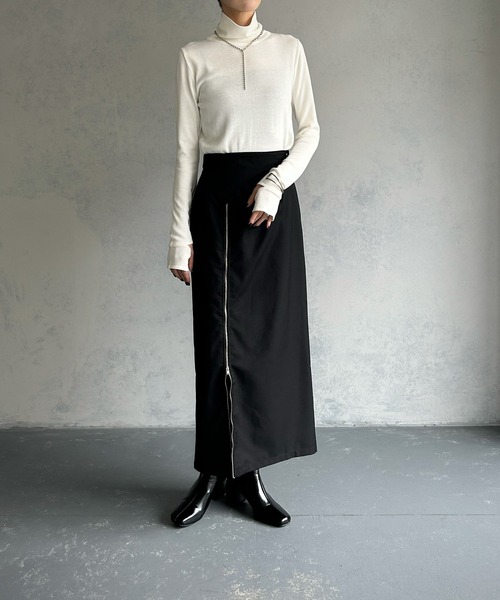 &g'aime(アンジェム)の「【&g’aime】<&g'aime BASIC>袖口スリットハイネックニットトップス(ニット/セーター・レディース・グリーン/ホワイト/ブラック・FREE)」の9枚目の写真