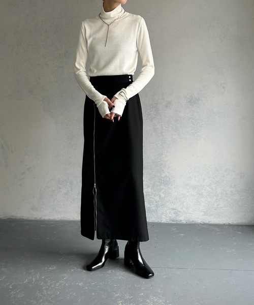 &g'aime(アンジェム)の「【&g’aime】<&g'aime BASIC>袖口スリットハイネックニットトップス(ニット/セーター・レディース・グリーン/ホワイト/ブラック・FREE)」の10枚目の写真