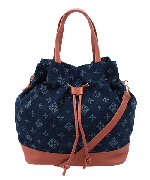 Daily russet（デイリー ラシット）の「デニム巾着2wayショルダーバッグ（ショルダーバッグ・レディース・ネイビー/ピンク/ブラウン・FREE）」の3枚目の写真