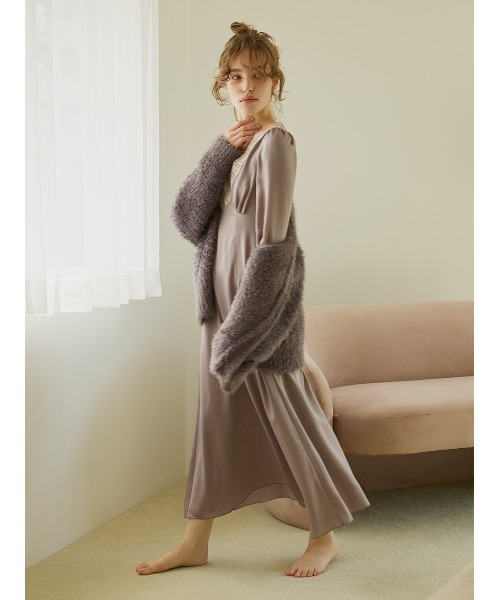 SNIDEL HOME サテンワンピース SNIDEL HOME（スナイデルホーム）の「バイカラーサテンロング