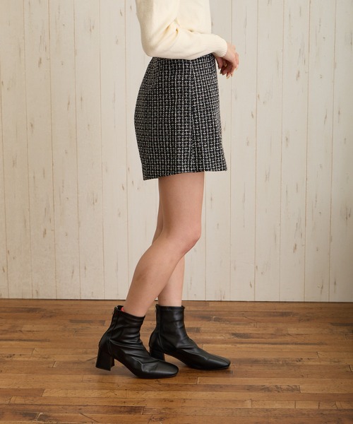 Loco Ocean（ロコオーシャン）の「ラップディテールツイードスカート風ショートパンツ（スカート・レディース・ホワイト/ブラック・FREE）」の6枚目の写真