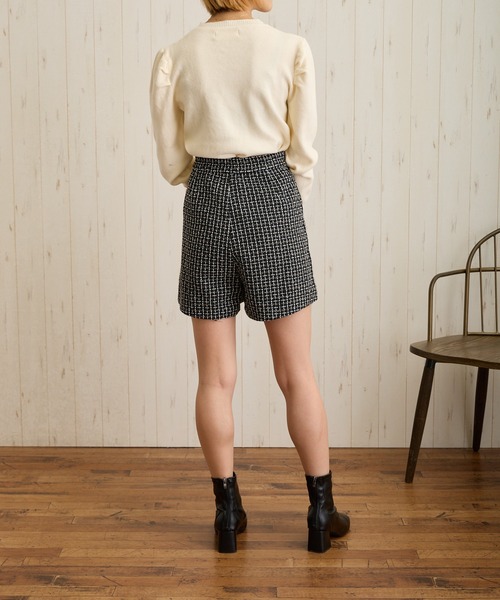 Loco Ocean（ロコオーシャン）の「ラップディテールツイードスカート風ショートパンツ（スカート・レディース・ホワイト/ブラック・FREE）」の14枚目の写真