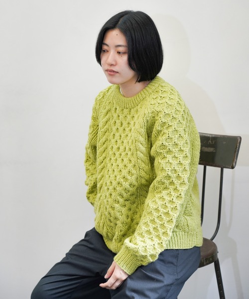 HARVESTY / ハーベスティ CABLE KNIT PULLOVER 手編みケーブル