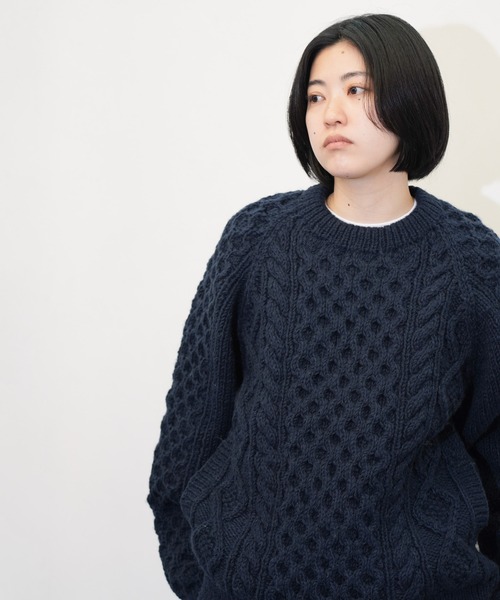 HARVESTY / ハーベスティ CABLE KNIT PULLOVER 手編みケーブルニット