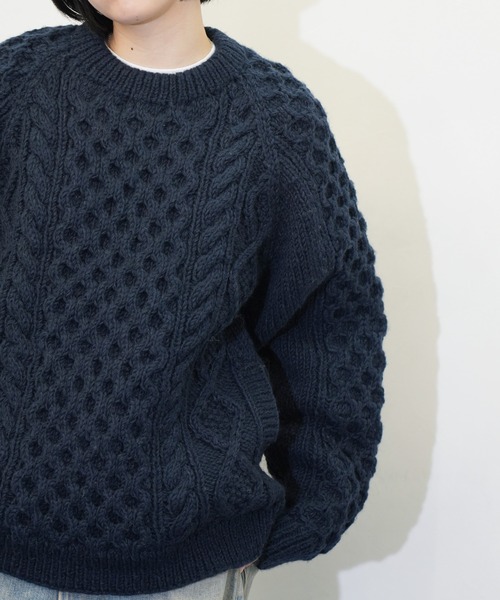 セール】HARVESTY / ハーベスティ CABLE KNIT PULLOVER 手編みケーブル