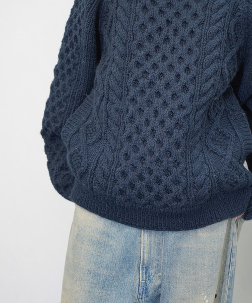 HARVESTY / ハーベスティ CABLE KNIT PULLOVER 手編みケーブルニット