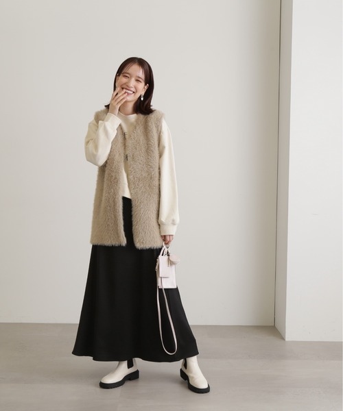 N.（N. Natural Beauty Basic）（エヌエヌナチュラルビューティーベーシック）の「【S Size Line】◆マットサテンＡラインロングスカート（スカート・レディース・クリーム/ライトグリーン/ブラック・SMALL/MEDIUM）」の8枚目の写真