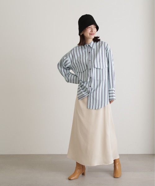 N.（N. Natural Beauty Basic）（エヌエヌナチュラルビューティーベーシック）の「【S Size Line】◆マットサテンＡラインロングスカート（スカート・レディース・クリーム/ライトグリーン/ブラック・SMALL/MEDIUM）」の16枚目の写真