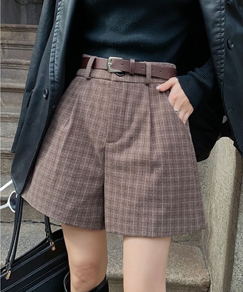 Pittok（ピットク）の「チェック柄ハイウエストショートパンツ（その他