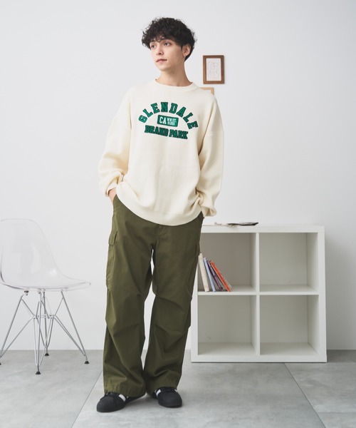 WEGO（ウィゴー）の「WEGO/スウェットライクグラフィックプルオーバー（ニット/セーター・メンズ・ダークグリーン/オフホワイト・LARGE/MEDIUM）」の8枚目の写真