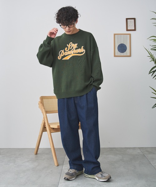 WEGO（ウィゴー）の「WEGO/スウェットライクグラフィックプルオーバー（ニット/セーター・メンズ・ダークグリーン/オフホワイト・LARGE/MEDIUM）」の9枚目の写真