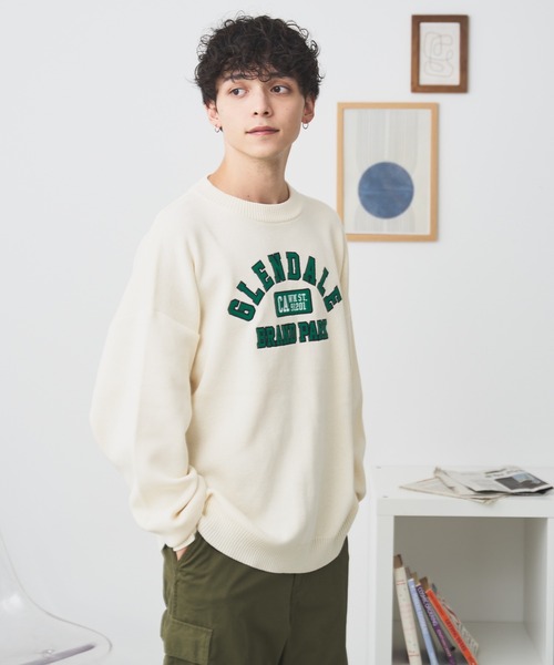 WEGO（ウィゴー）の「WEGO/スウェットライクグラフィックプルオーバー（ニット/セーター・メンズ・ダークグリーン/オフホワイト・LARGE/MEDIUM）」の14枚目の写真