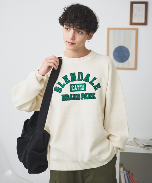 WEGO（ウィゴー）の「WEGO/スウェットライクグラフィックプルオーバー（ニット/セーター・メンズ・ダークグリーン/オフホワイト・LARGE/MEDIUM）」の15枚目の写真