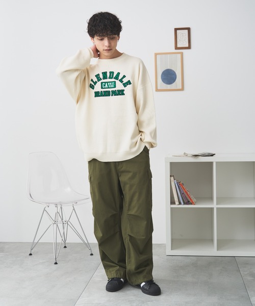 WEGO（ウィゴー）の「WEGO/スウェットライクグラフィックプルオーバー（ニット/セーター・メンズ・ダークグリーン/オフホワイト・LARGE/MEDIUM）」の17枚目の写真