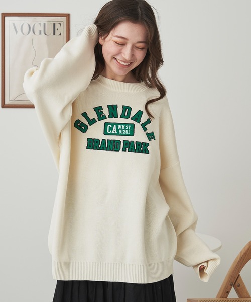 WEGO（ウィゴー）の「WEGO/スウェットライクグラフィックプルオーバー（ニット/セーター・メンズ・ダークグリーン/オフホワイト・LARGE/MEDIUM）」の4枚目の写真