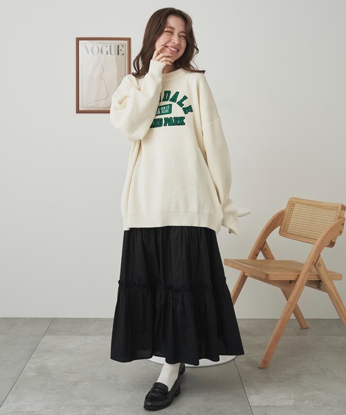 WEGO（ウィゴー）の「WEGO/スウェットライクグラフィックプルオーバー（ニット/セーター・メンズ・ダークグリーン/オフホワイト・LARGE/MEDIUM）」の3枚目の写真