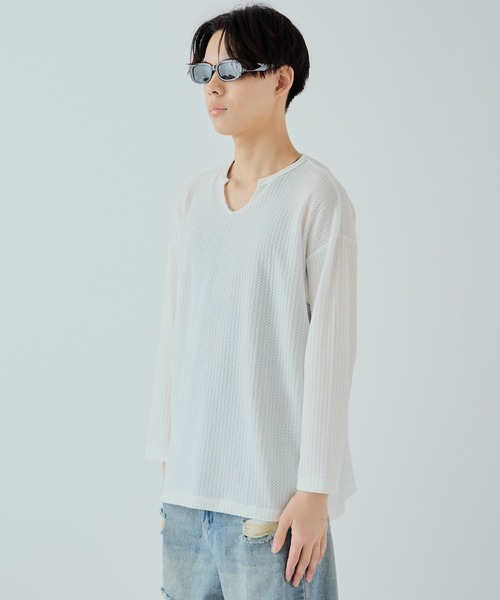 Theater code（シアターコード）の「skipper waffle cut sew スキッパー ワッフル カットソー（Tシャツ/カットソー・メンズ・ホワイト/グレー/ブラック・2/3）」の21枚目の写真