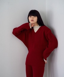 ドルマンスリーブリブニットプルオーバー