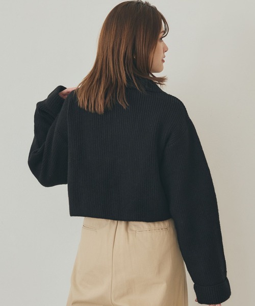 LANTINAM(ランティナム)の「【 ユニセックス】ロゴチャームハーフジップニット(2サイズ展開)(ニット/セーター・レディース・ブラック系1/ブラック系2/ブルー系2/ブルー系1・M/L)」の6枚目の写真