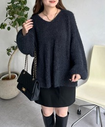 シャギーモールVネックニット