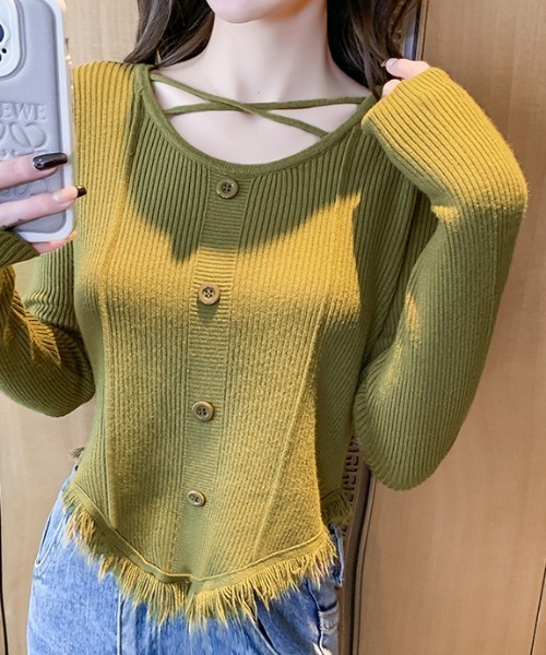 トップス m_g GYDA GG PATTERN ニットトップス（ブラック） -ファッション通販