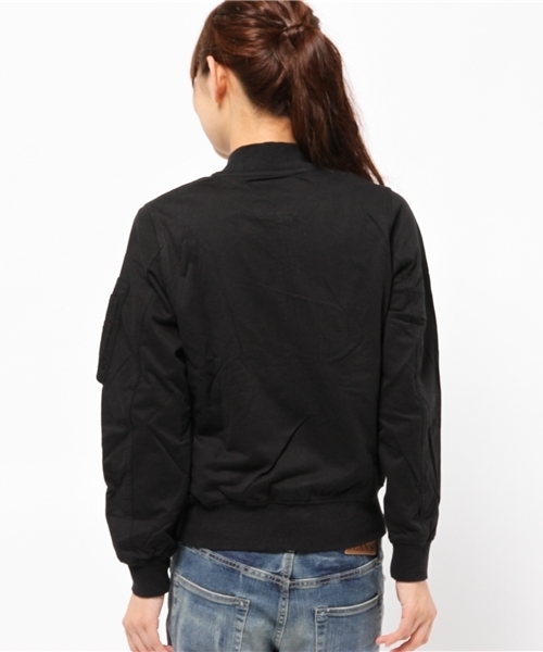 HYSTERIC GLAMOUR（ヒステリックグラマー）の「ハイゲージ裏毛 MA-1 JK（ミリタリージャケット・レディース・カーキ/ブラック・FREE）」の7枚目の写真