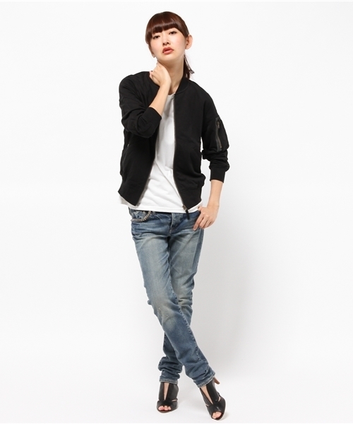 HYSTERIC GLAMOUR（ヒステリックグラマー）の「ハイゲージ裏毛 MA-1 JK（ミリタリージャケット・レディース・カーキ/ブラック・FREE）」の11枚目の写真