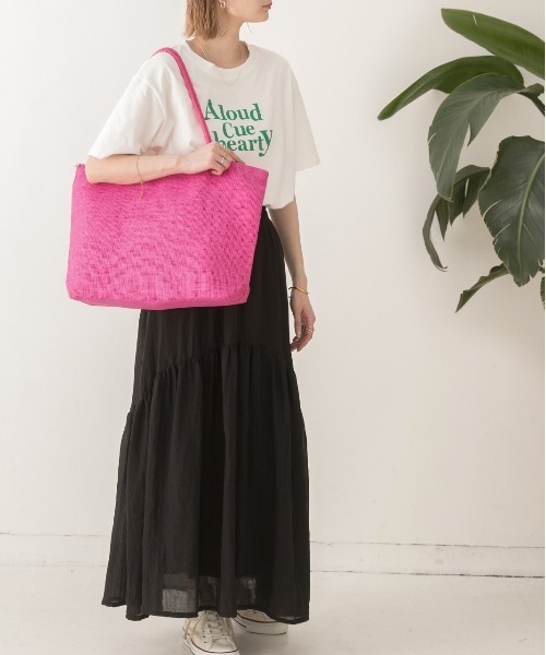 ad thie(アドティエ)の「大容量・カラバリ豊富 ジュート風トートバッグ(トートバッグ・レディース・ライトグリーン/ベビーピンク/モカ/ラベンダー/アイボリー/オレンジ/イエロー/ネイビー/ブラック/ピンク・FREE)」の19枚目の写真