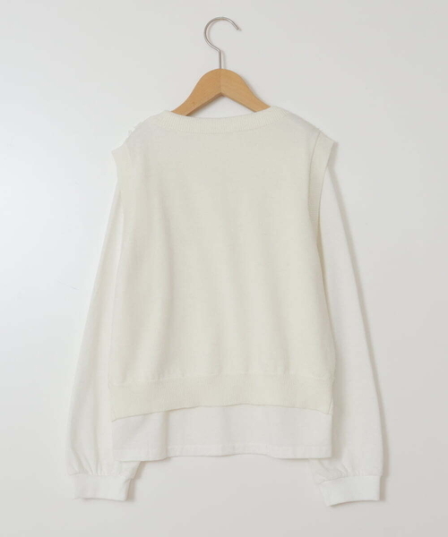 a.v.v（アーヴェヴェ）の「[140-150]【2点セット】フリンジニットベストセット（ベスト・キッズ・ブラック/ホワイト・140/150）」の12枚目の写真