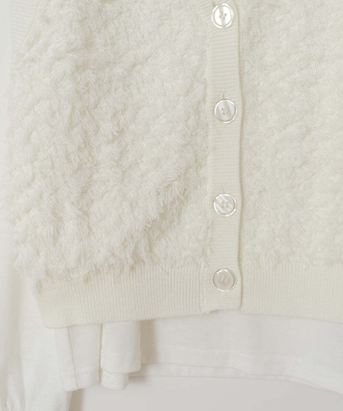 a.v.v（アーヴェヴェ）の「[140-150]【2点セット】フリンジニットベストセット（ベスト・キッズ・ブラック/ホワイト・140/150）」の14枚目の写真