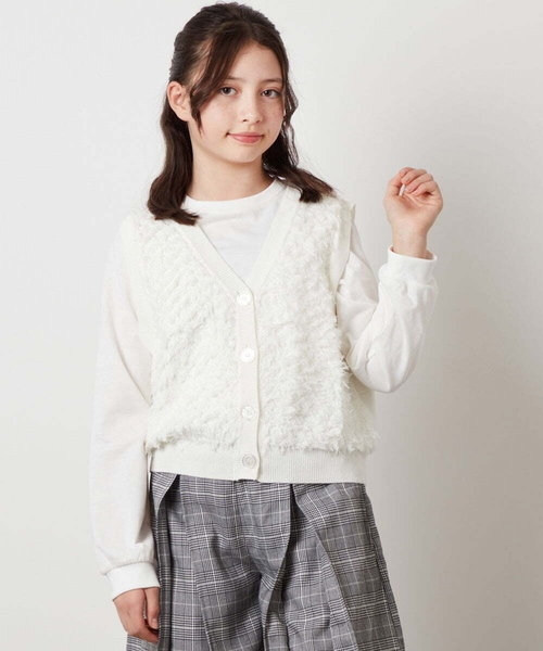 a.v.v（アーヴェヴェ）の「[140-150]【2点セット】フリンジニットベストセット（ベスト・キッズ・ブラック/ホワイト・140/150）」の21枚目の写真