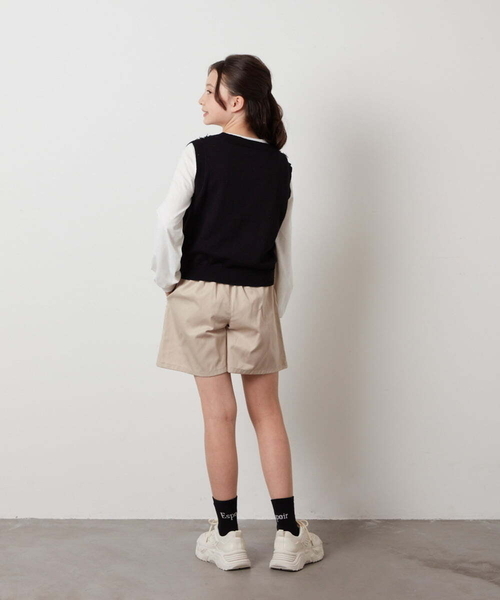 a.v.v（アーヴェヴェ）の「[140-150]【2点セット】フリンジニットベストセット（ベスト・キッズ・ブラック/ホワイト・140/150）」の4枚目の写真