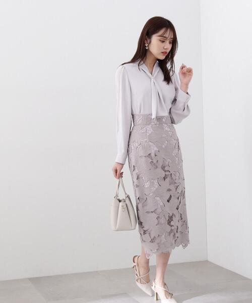 PROPORTION BODY DRESSING（プロポーションボディドレッシング）の「フラワーカットワークタイトスカート / 1214120202（スカート・レディース・イエロー/グレー/オフホワイト・X-SMALL/SMALL/MEDIUM）」の6枚目の写真