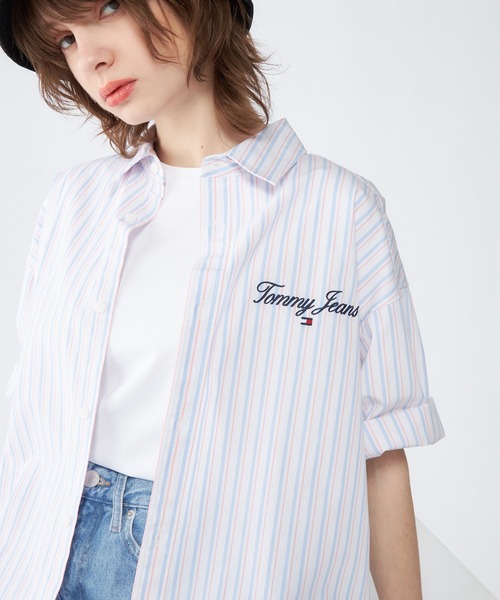 tommy jeans（トミー ジーンズ）の「【オンライン・一部店舗限定】リラックスストライプラグジュアリーシャツ（シャツ/ブラウス・メンズ・ライトブルー/ホワイト・X-SMALL/SMALL/MEDIUM/LARGE/X-LARGE）」の3枚目の写真