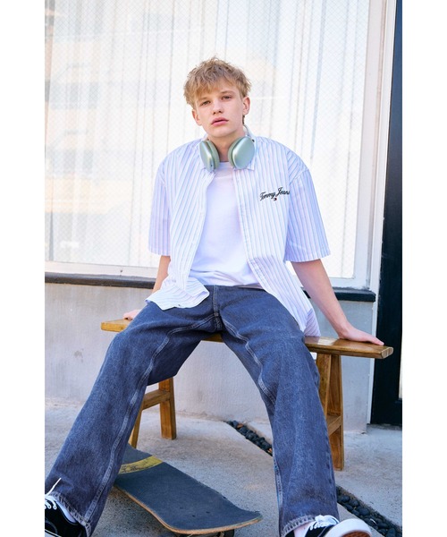 tommy jeans（トミー ジーンズ）の「【オンライン・一部店舗限定】リラックスストライプラグジュアリーシャツ（シャツ/ブラウス・メンズ・ライトブルー/ホワイト・X-SMALL/SMALL/MEDIUM/LARGE/X-LARGE）」の6枚目の写真