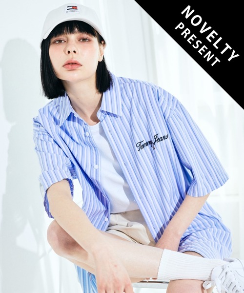 tommy jeans（トミー ジーンズ）の「【オンライン・一部店舗限定】リラックスストライプラグジュアリーシャツ（シャツ/ブラウス・メンズ・ライトブルー/ホワイト・X-SMALL/SMALL/MEDIUM/LARGE/X-LARGE）」の16枚目の写真