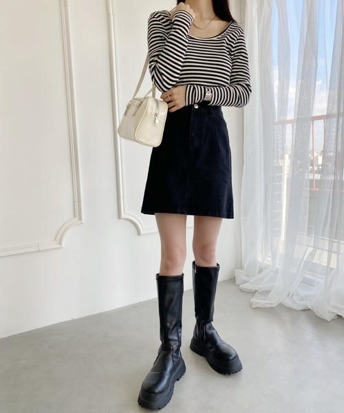 wears(ウェアーズ)の「PU素材 ミニボストンバッグ(ボストンバッグ・レディース・ブラック/アイボリー・FREE)」の13枚目の写真