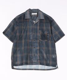 【mens】ドビーメッシュオンブレチェックシャツ