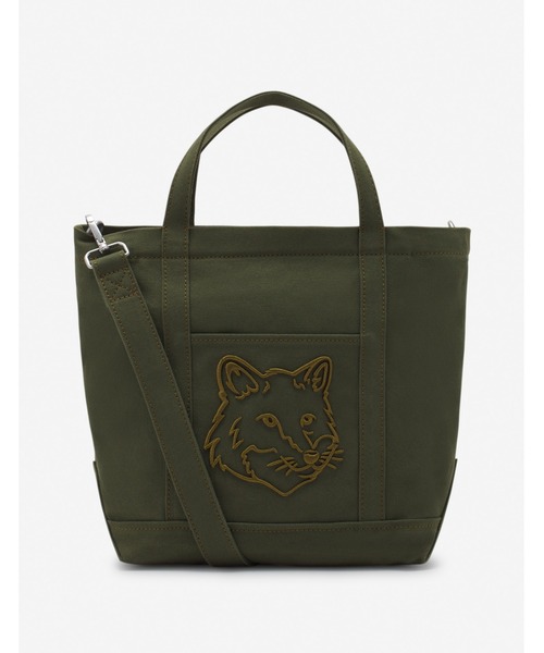 Maison Kitsune（メゾンキツネ）の「FOX HEAD SMALL TOTE（トートバッグ・メンズ・グリーン系その他/ブルー系その他/ウィート/ダークグリーン/ブラウン/レッド系その他/ピンクベージュ/ベージュ/ライトブラック/ブラック・U）」の7枚目の写真