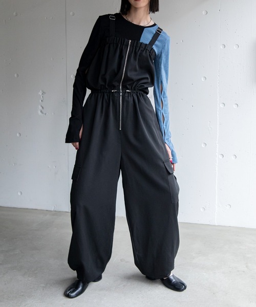サロペット・オーバーオール・オールインワン joni フロントZIPベアオールインワン（サロペット/オーバーオール