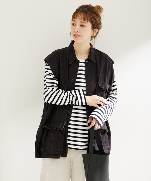 B.C STOCK(ベーセーストック)の「裾スリットロンT(Tシャツ/カットソー・レディース・ネイビー/ブラック系その他/ホワイト・FREE)」の22枚目の写真