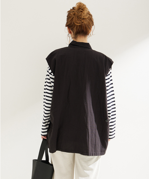 B.C STOCK(ベーセーストック)の「裾スリットロンT(Tシャツ/カットソー・レディース・ネイビー/ブラック系その他/ホワイト・FREE)」の11枚目の写真