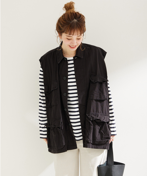 B.C STOCK(ベーセーストック)の「裾スリットロンT(Tシャツ/カットソー・レディース・ネイビー/ブラック系その他/ホワイト・FREE)」の12枚目の写真